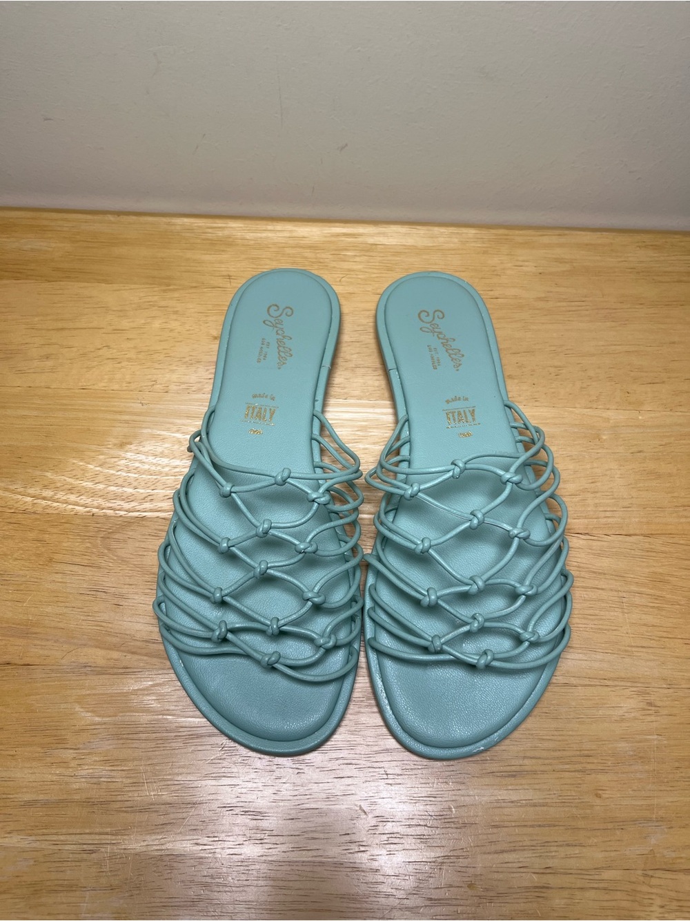 Anthropologie Seychelles Knotted Slide Sandals Mint Green Women’s Size 7